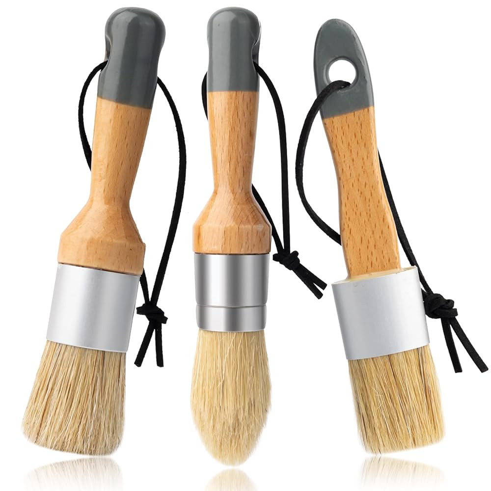 Mister Rui Chalk Wax Paint Brush, 3pcs, Chalk Paint Brushes for Furniture, Small Wax Brush for Ch... | Amazon (US)