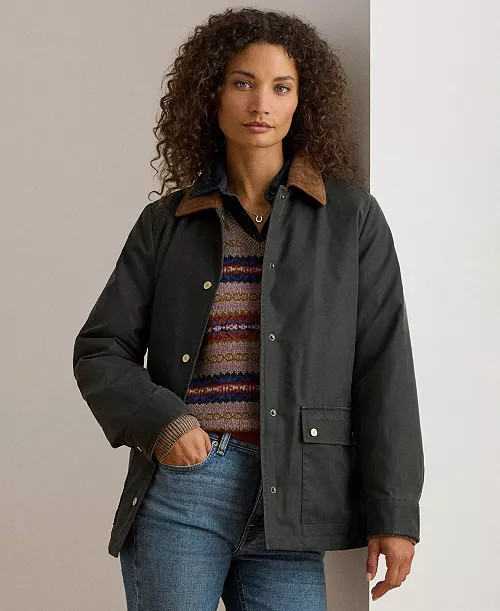 Lauren Ralph Lauren Women's Cord-Collar Waxed Jacket - Macy's | Macy's