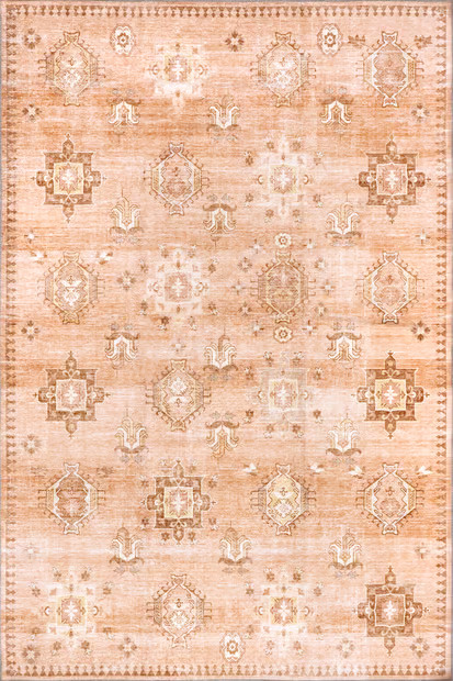Pink Brenda Hazy Heraldry Washable 5' x 8' Area Rug | Rugs USA