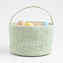 Quilted Seafoam Green Egg Kids Easter Basket + Reviews | Crate & Kids | Crate & Barrel