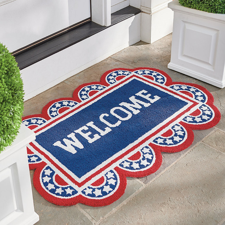 Americana Welcome Hooked Door Mat - Grandin Road | Grandin Road