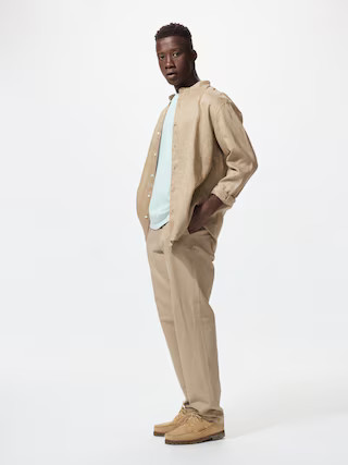 Men's Linen Blend Relaxed Pants Tall Beige Small UNIQLO US | UNIQLO (US)