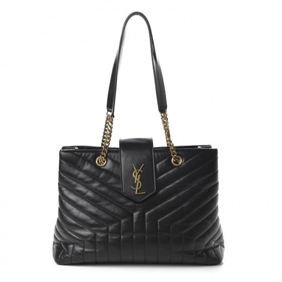 Calfskin Y Quilted Monogram Large Loulou Shopper Black | Fashionphile