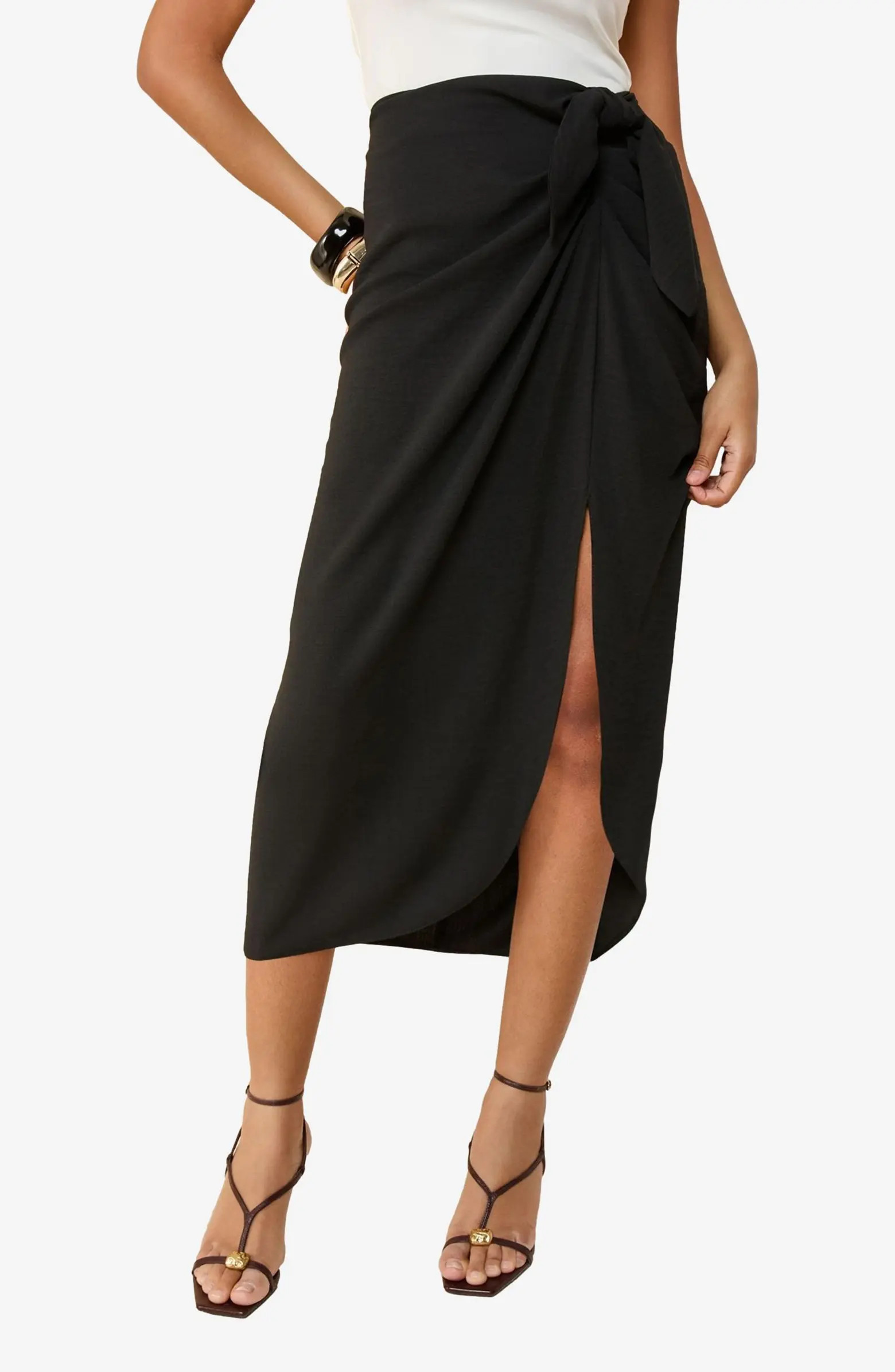 Sarong Tie Faux Wrap Midi Skirt | Nordstrom