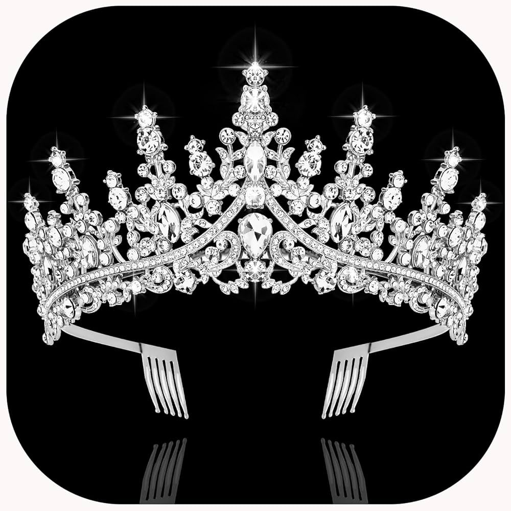 CURASA Silver Tiara and Crowns for Women Crystal Queen Crown, Wedding Tiaras for Bride Princess C... | Amazon (US)