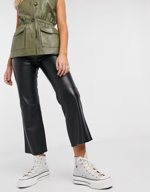 Lab Leather flare leather pants in black | ASOS (Global)