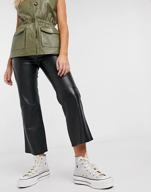 Lab Leather flare leather pants in black | ASOS (Global)