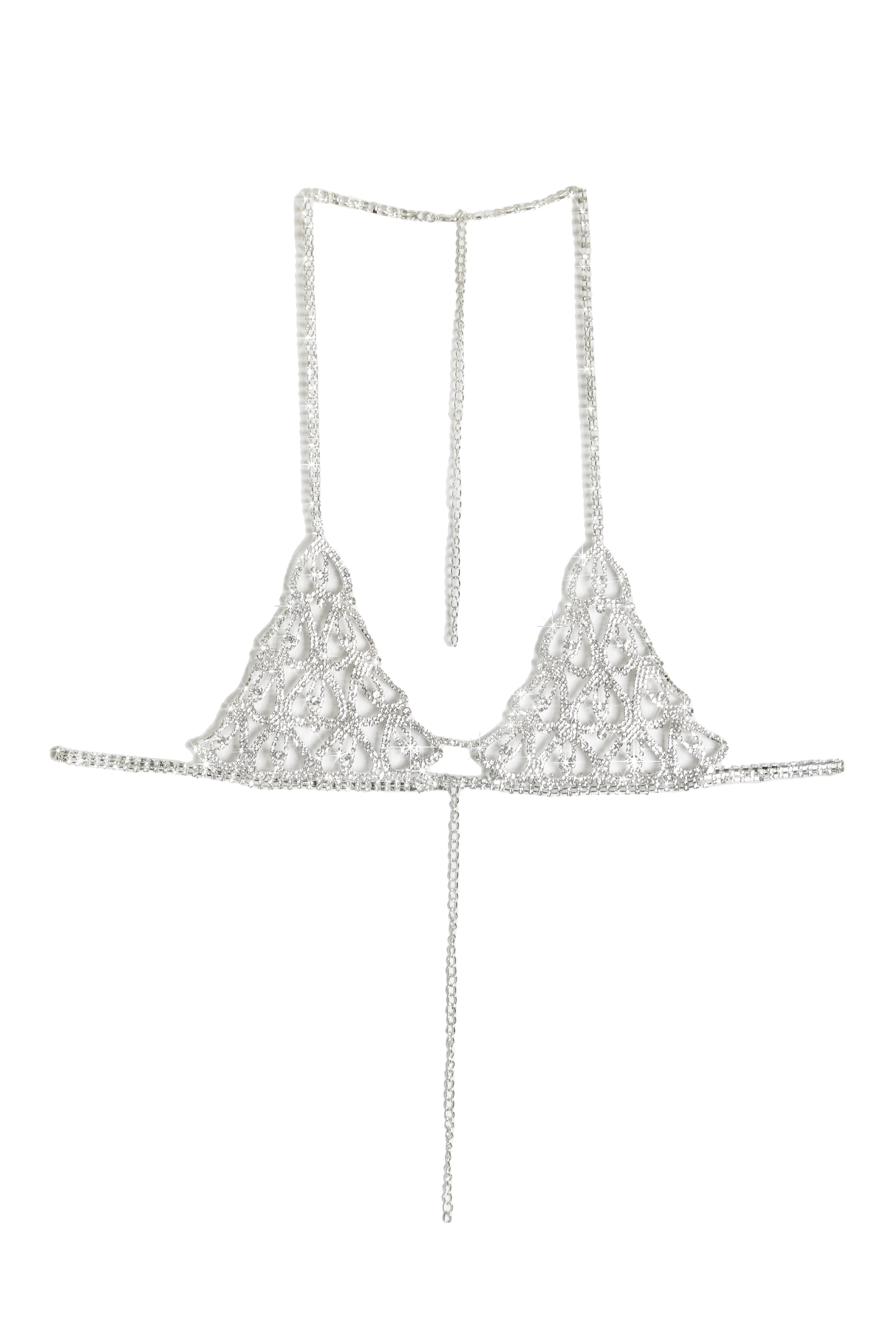 Miss Lola | Renaissance Silver Embellished Bra Top | MISS LOLA