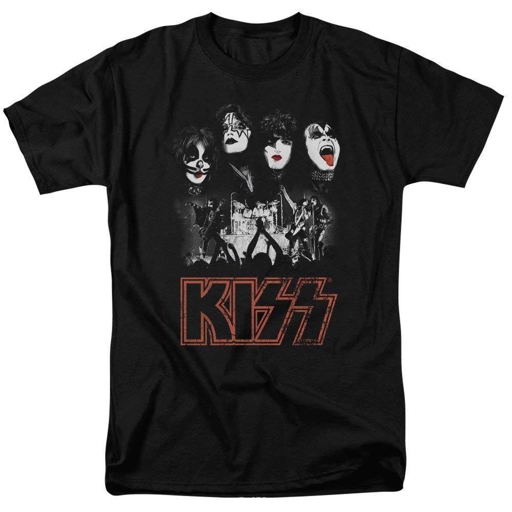 Trevco Kiss Rock The House Rock Band Music Adult Mens Short Sleeve T-Shirt Black | Walmart (US)