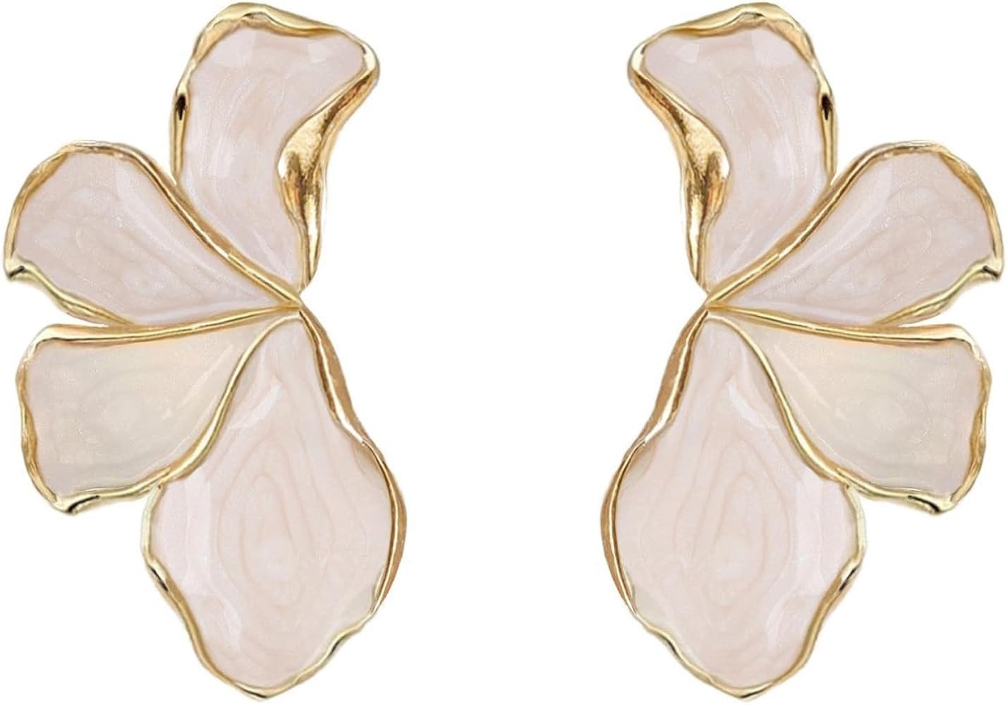 Irregular Unique Statement White Flower Earrings Big Floral Chunky Gold Earrings Elegant Vintage ... | Amazon (US)