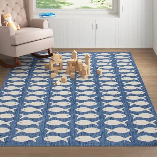 Langley Blue/Beige Indoor/Outdoor Rug | Wayfair North America
