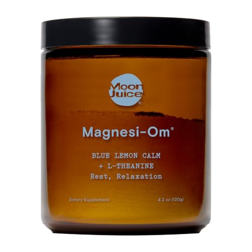 Moon Juice Magnesi-Om Magnesium Powder Supplement - Chelated Magnesium Complex + L-Theanine Blend for Rest, Relaxation & Regularity - Vegan, Non-GMO & No Sugar, Blue Lemon, 4.2 oz, 30 Servings | Amazon (US)
