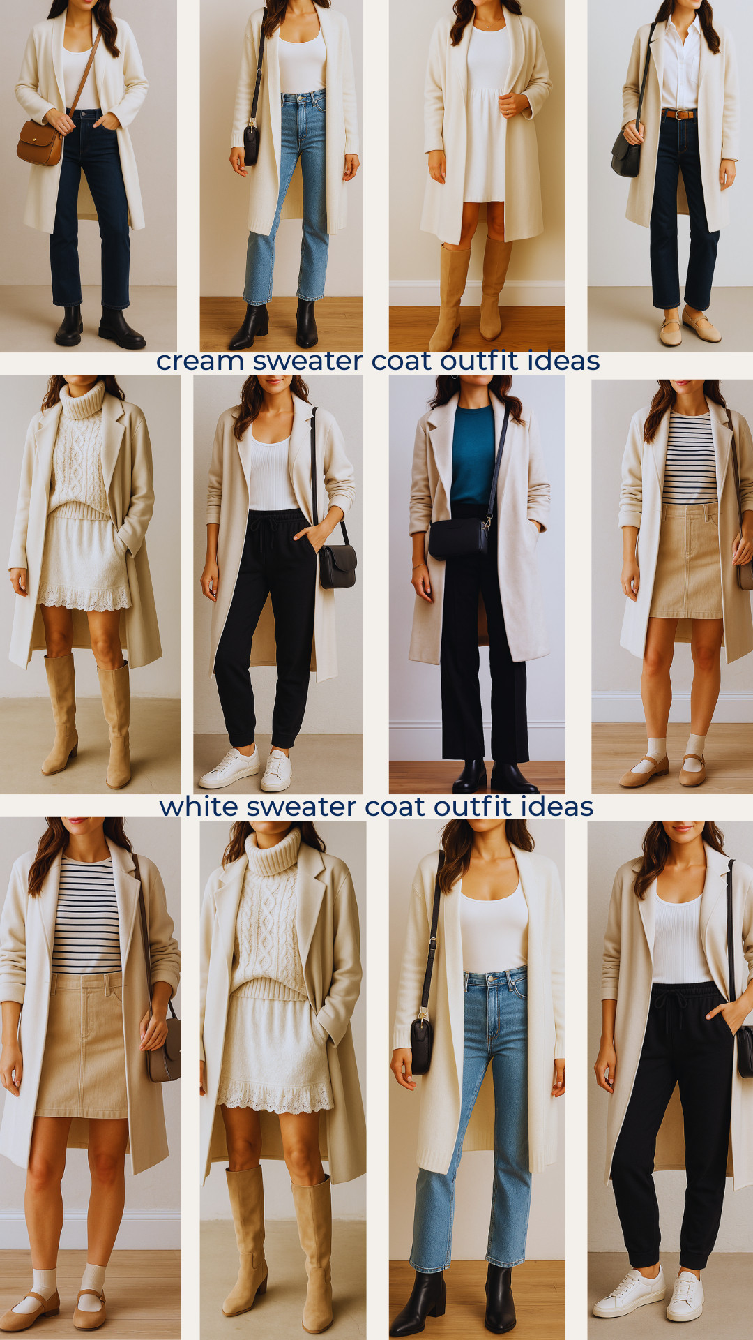 Cream Sweater Coat Styles...  A cream sweater coat is one of those pieces you’ll reach for over and over again.
It instantly pulls an outfit together — jeans, dresses, skirts, sneakers, or boots all work.

This is my go-to layer when I want to look polished but still feel cozy (aka real life).
Everything from my Winter Capsule is linked here 🤍

#LTKstyle
#LTKunder100
#NeutralOutfits
#CapsuleWardrobe
#EverydayStyle
#ClassicStyle
#CozyChic
#FallOutfits
#WinterStyle 

 #LTKOver40 #LTKTall #LTKFindsUnder50