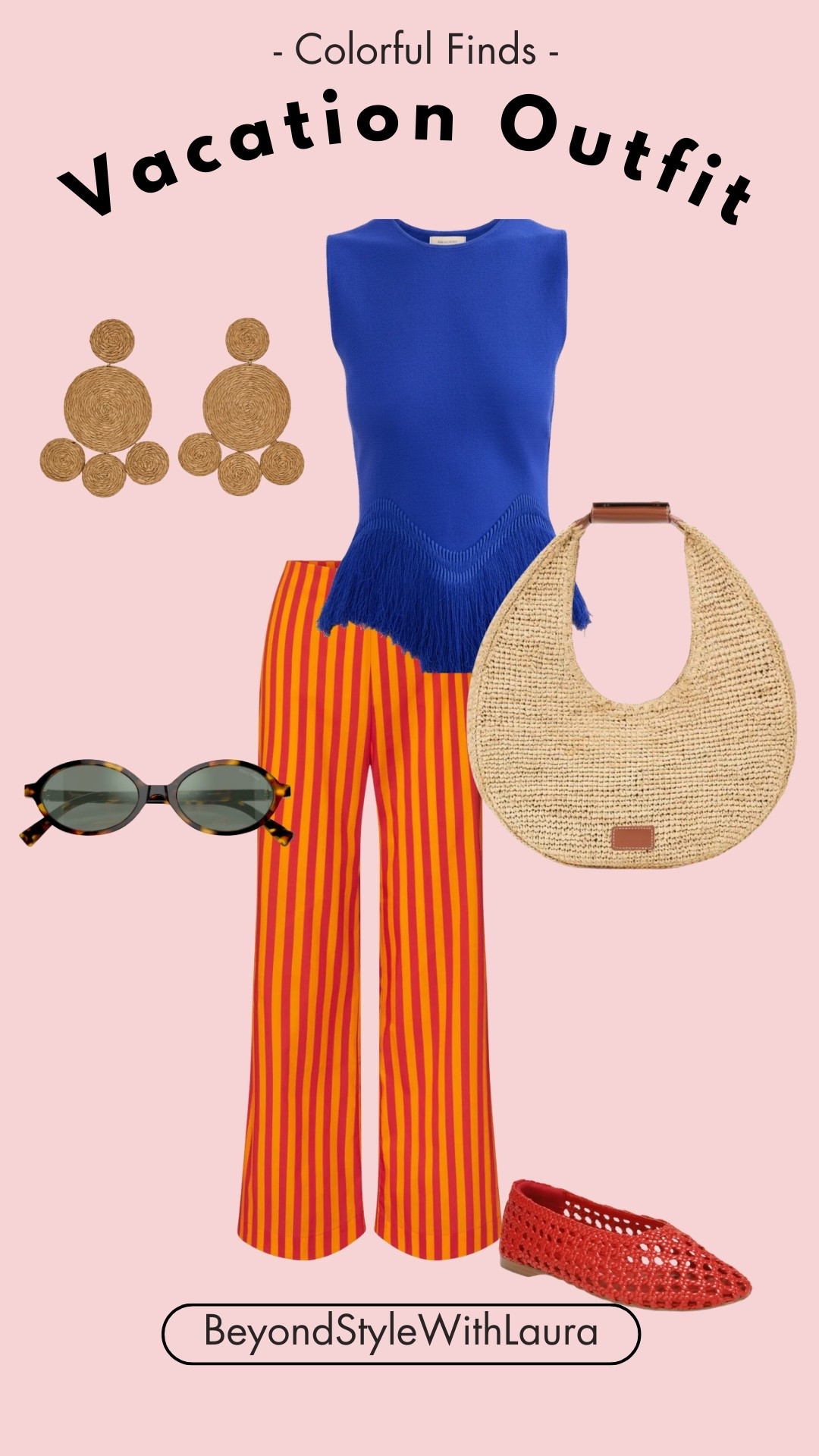 🌴 Vacation Outfit | Dopamine dressing edition
Calling all the girls who are ready to go bold on vacation. This look is full dopamine dressing: saturated color, strong contrast, and playful pieces that instantly boost your mood.
The natural raffia accessories keep everything grounded so the outfit still feels effortless and relaxed. And the flats make it perfect for a full day of sightseeing, walking around, and enjoying the moment without sacrificing style.

#LTKTravel #LTKSeasonal #LTKOver40