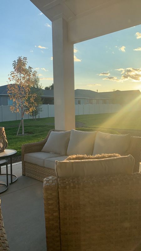 My patio furniture set! Has held up well for over 3 years. It is out of stock so I linked similar affordable pieces by the same company. For my set up I have 2 couches and 2 swivel chairs that set up a welcoming environment and conversation area. I anchored it with an outdoor patio rug and outdoor pillows for decor. 

#LTKsalealert #LTKfamily #LTKhome
