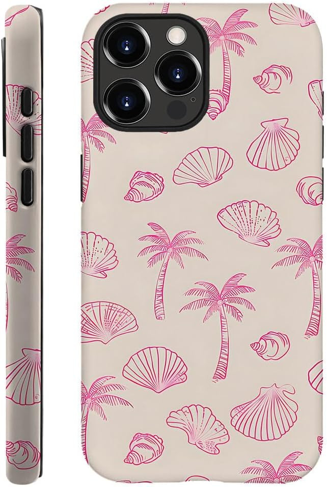 DAIZAG Case Compatible with for iPhone 16 Pro Max,Pink Seashells Palm Trees Beach Phone Case for ... | Amazon (US)