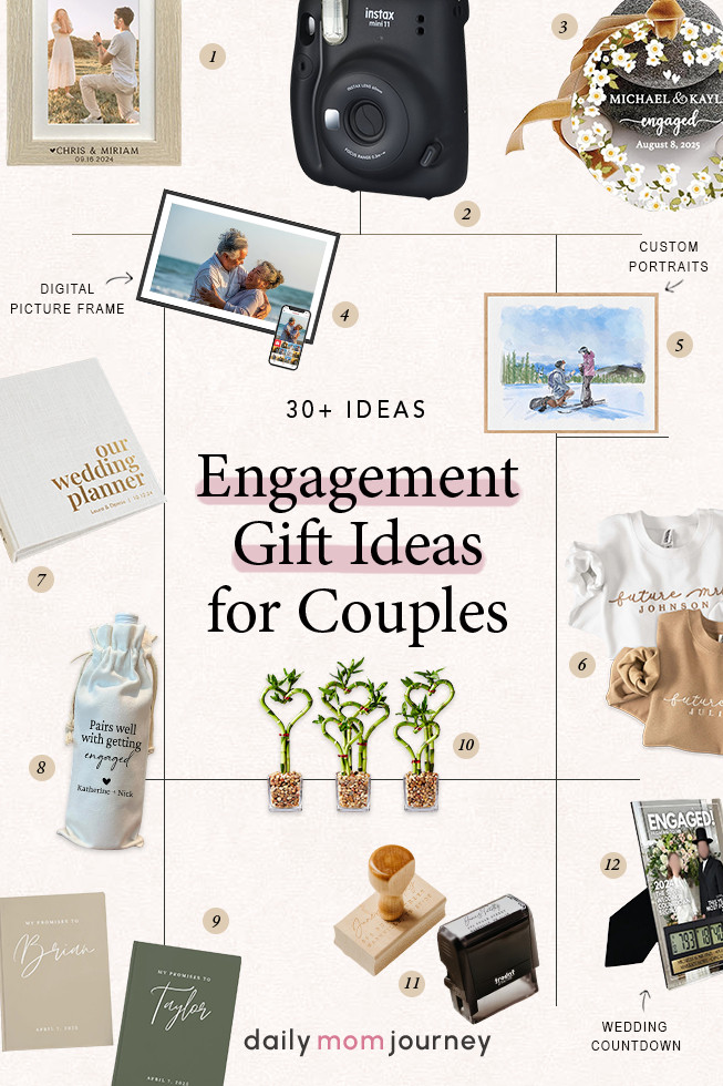 Looking for the best engagement gift? We’ve got you covered! 🎁💛 From custom vow books to sentimental keepsakes, these gifts will make any couple feel extra special. What’s your go-to engagement gift? 💍✨ Explore 30+ unique ideas here 👉 https://dailymomjourney.com/engagement-gift-ideas/ #EngagementGiftGuide #WeddingPlanning #GiftInspo 

 #LTKWedding