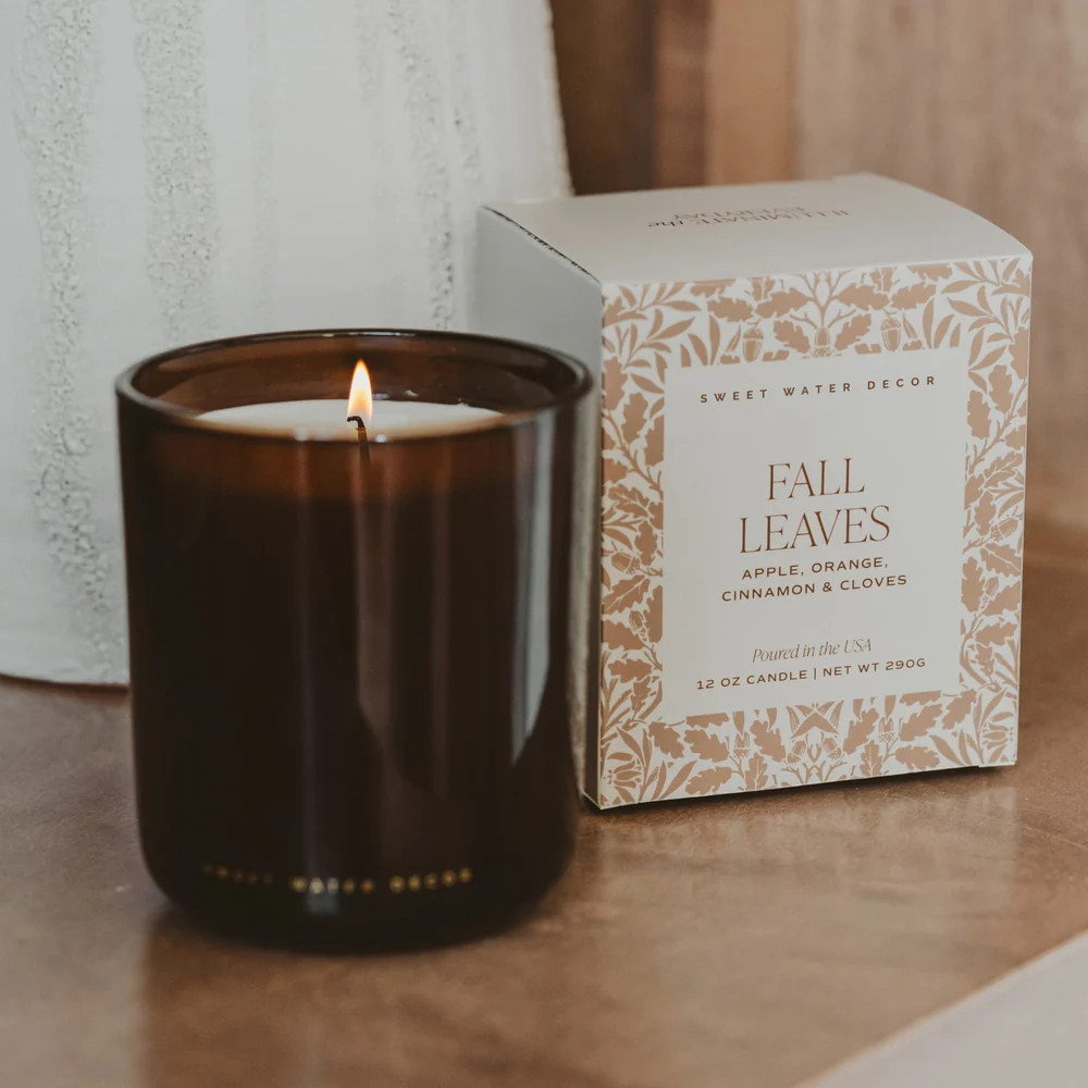Fall Leaves Candle | Non-Toxic Apple Cinnamon Candle for Autumn | Sweet Water Decor, LLC