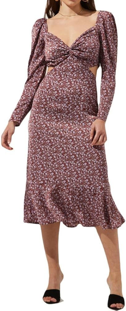 ASTR the label Lainie Women's Floral Print Twist Front Cut Out Midi Dress | Amazon (US)