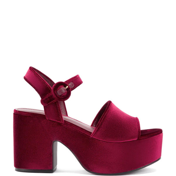 Miso Platform Strap Sandal In Wine Velvet | Larroude