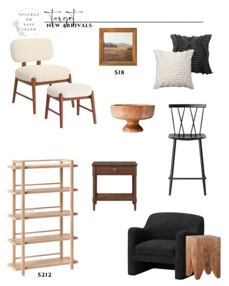 Tall book shelf. Black pillow white. Modern accent chair with ottoman. White accent chair boucle. Furniture Target finds. Black accent chair moder . Wooden side table rustic. Dark brown nightstand classic. Black counter stool modern. Wooden bowl pedestal. Vintage art small. 

#LTKhome #LTKsalealert #LTKFind