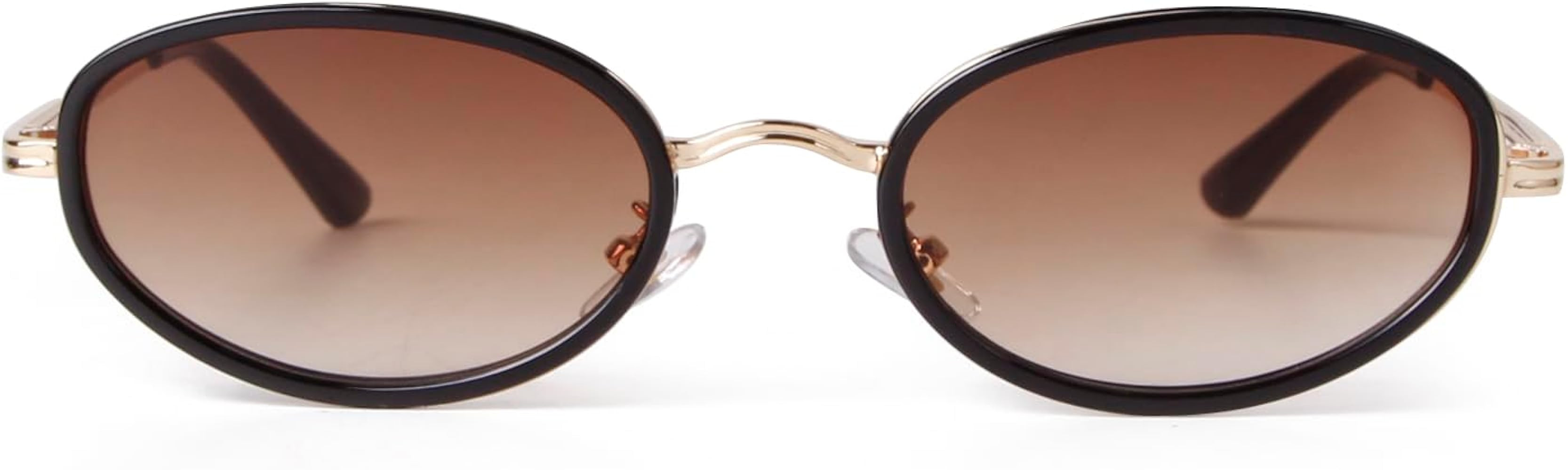 ADE WU Trendy Oval Sunglasses 90s Retro Chic Oval Shape Sunnies | Amazon (US)