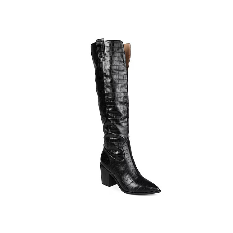 Journee Collection Wide Width Therese Wide Calf Boot | Women's | Black | Size 7.5 | Boots | DSW