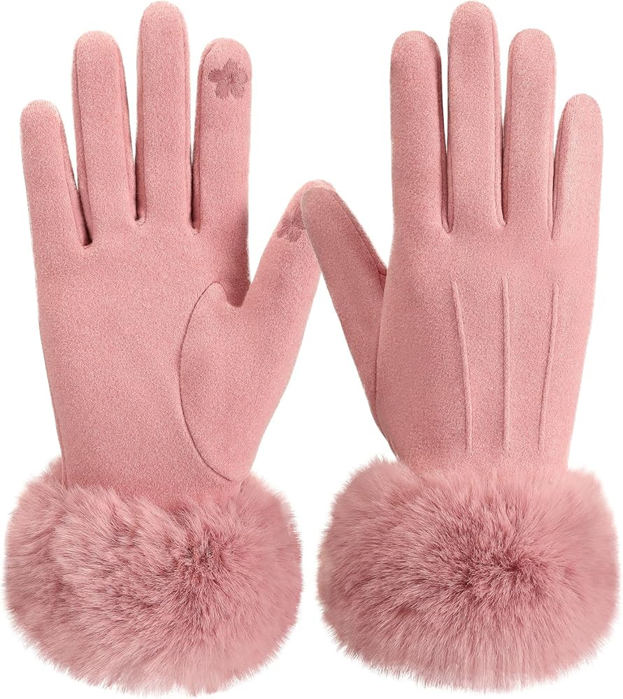 Tavaleu Winter Gloves for Women with Faux Fur Cuff, Thermal Glove with Touchscreen, Knit Lining W... | Amazon (US)