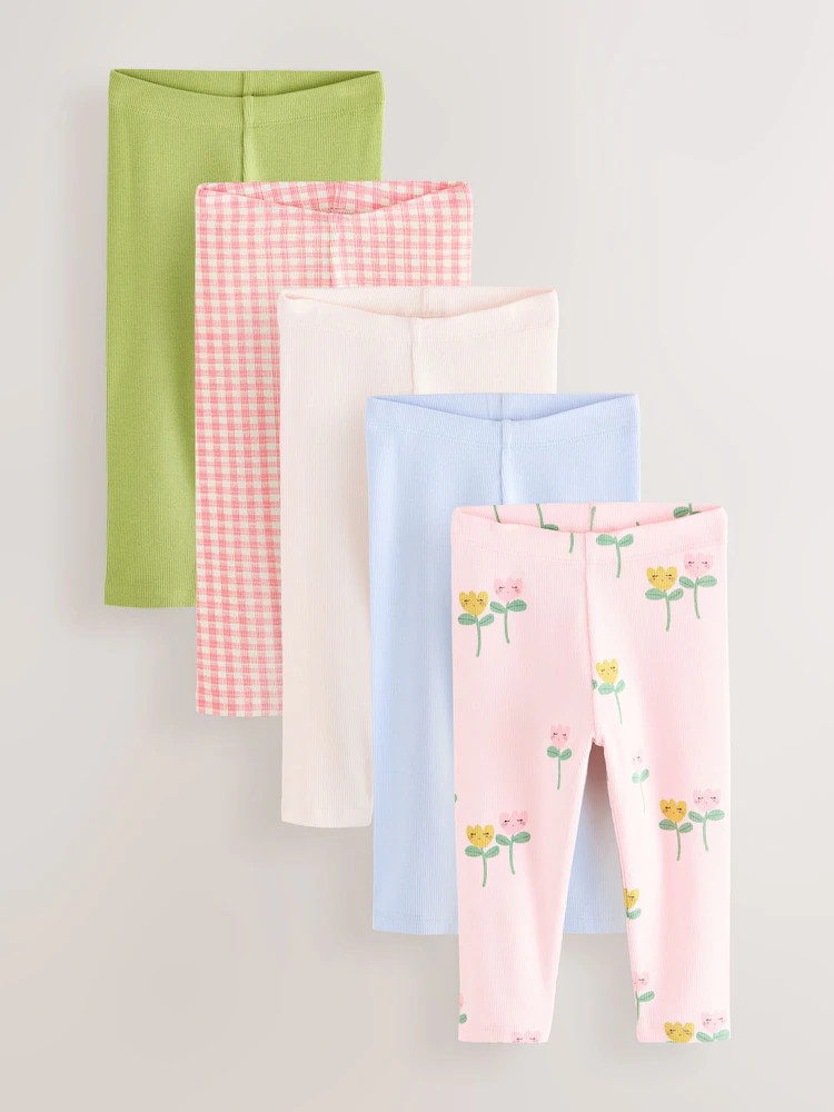 Light Pink Ribbed Leggings 5 Pack (3mths-7yrs) | Next US