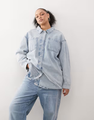 Noisy May Curve denim overshirt in lightwash blue | ASOS (Global)