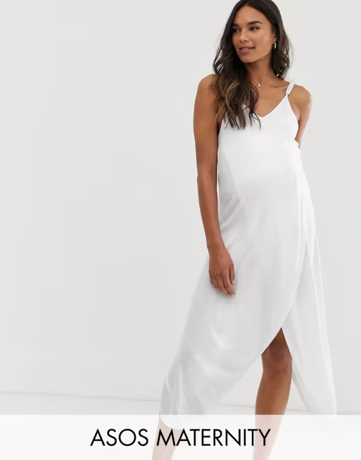 ASOS DESIGN Maternity Nursing cross front wrap jersey beach cover up in white | ASOS US