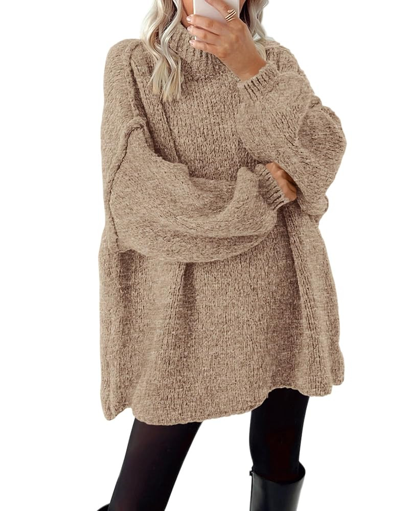 BTFBM Sweaters for Women Fall 2025 Long Sleeve Mock Neck Cable Knit Oversized Sweater Pullover To... | Amazon (US)