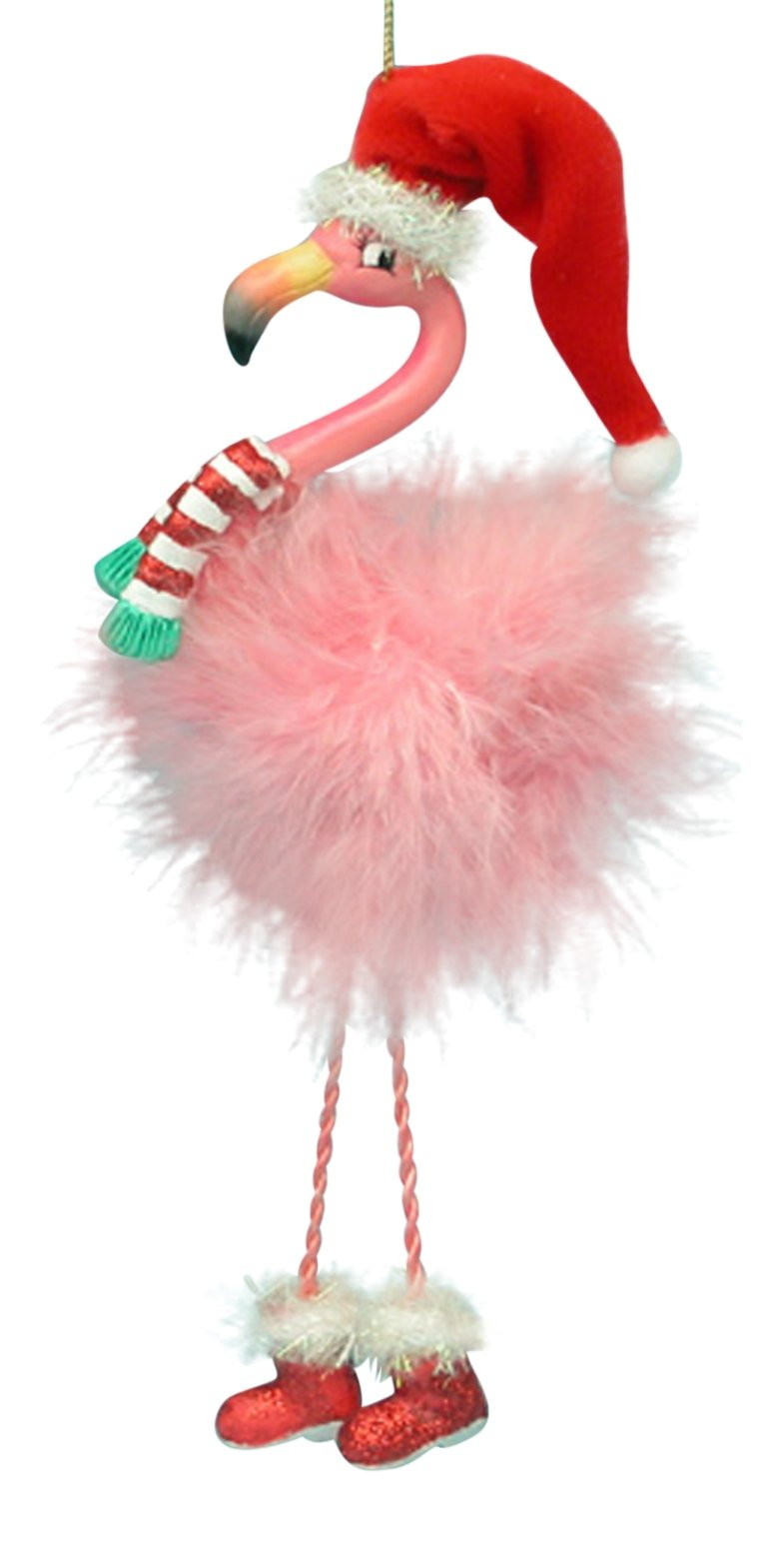 Pink Flamingo in Santa Hat and Feathers Christmas Holiday Ornament | Amazon (US)