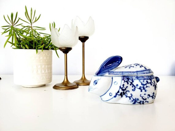 Vintage Blue & White Chinoiserie Bunny Box | Etsy | Etsy (US)