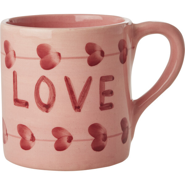 Ceramic Mug With Hand-Painted LOVE 420 ml, Pink | Maisonette