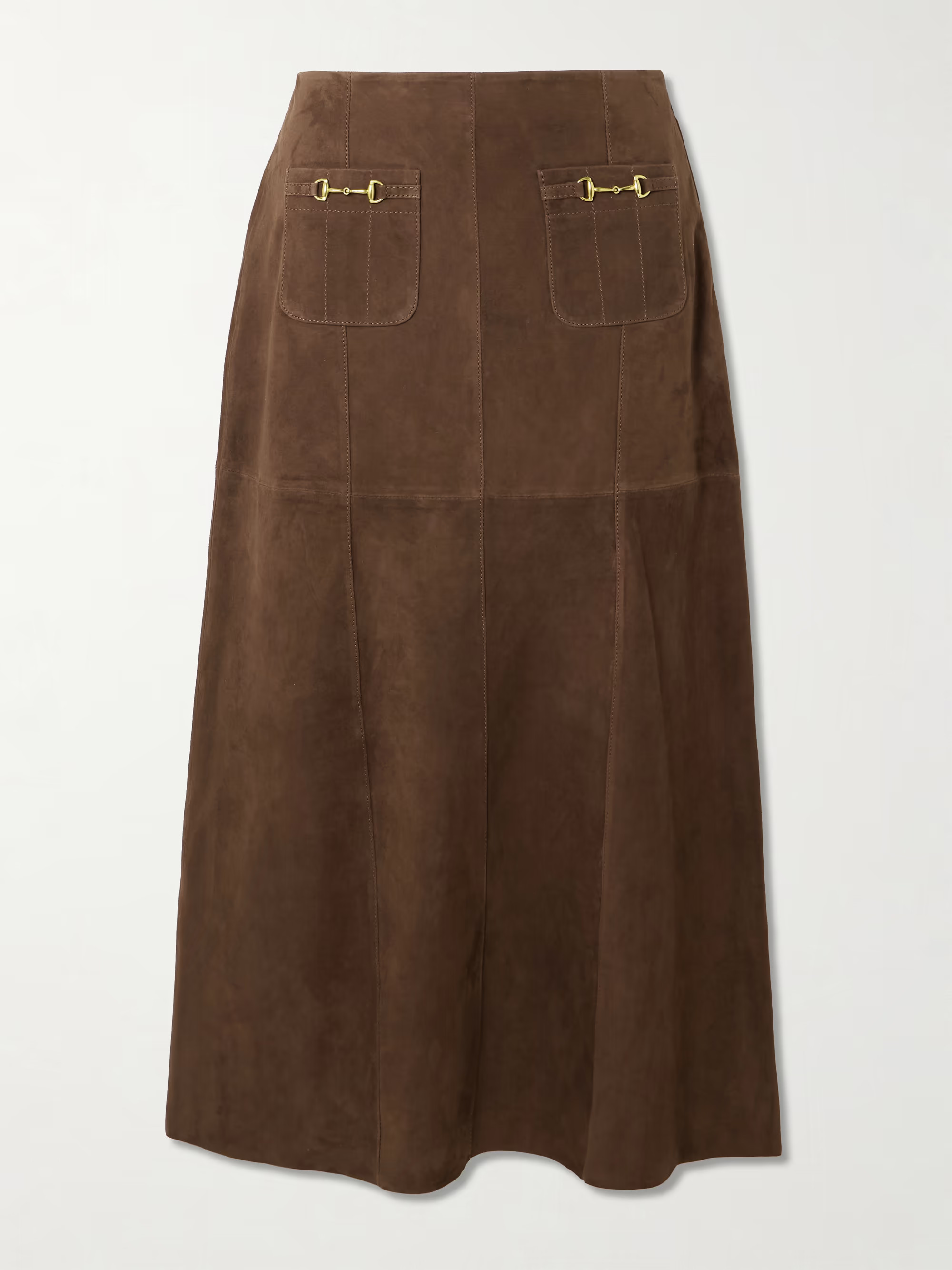 Edwina embellished paneled suede midi skirt | NET-A-PORTER (US)