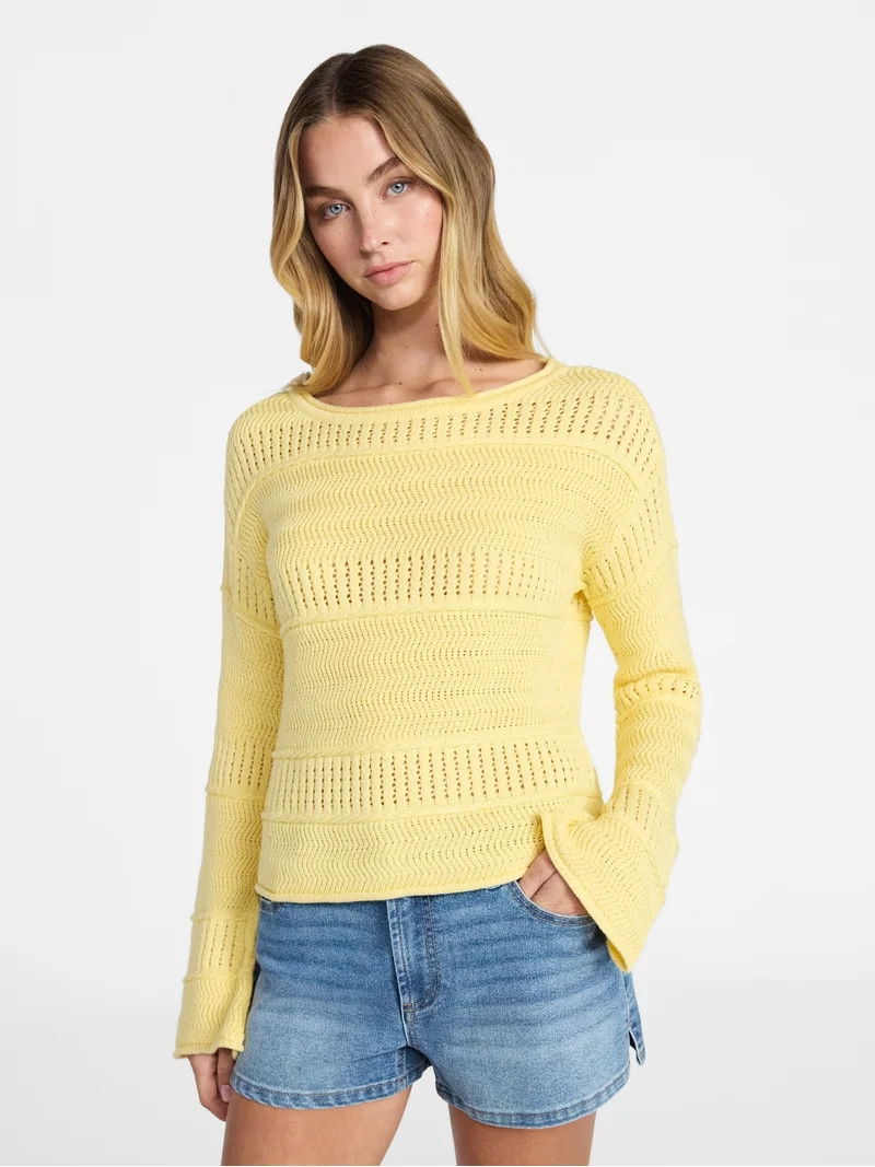 No Boundaries Boat Neck Pullover Sweater, Midweight, Women's XXS-XXL | Walmart (US)