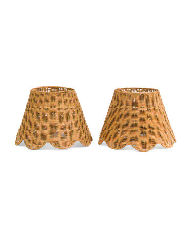 2pk 8x12 Woven Scalloped Rattan Lamp Shade Set | TJ Maxx