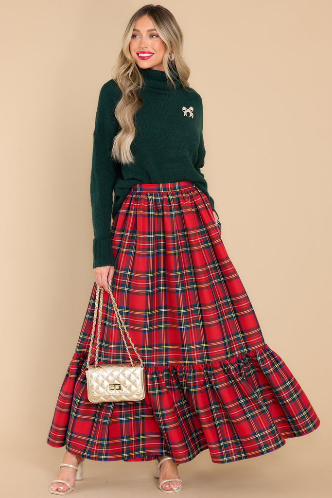 Say Anything Hunter Green Sweater | Red Dress 