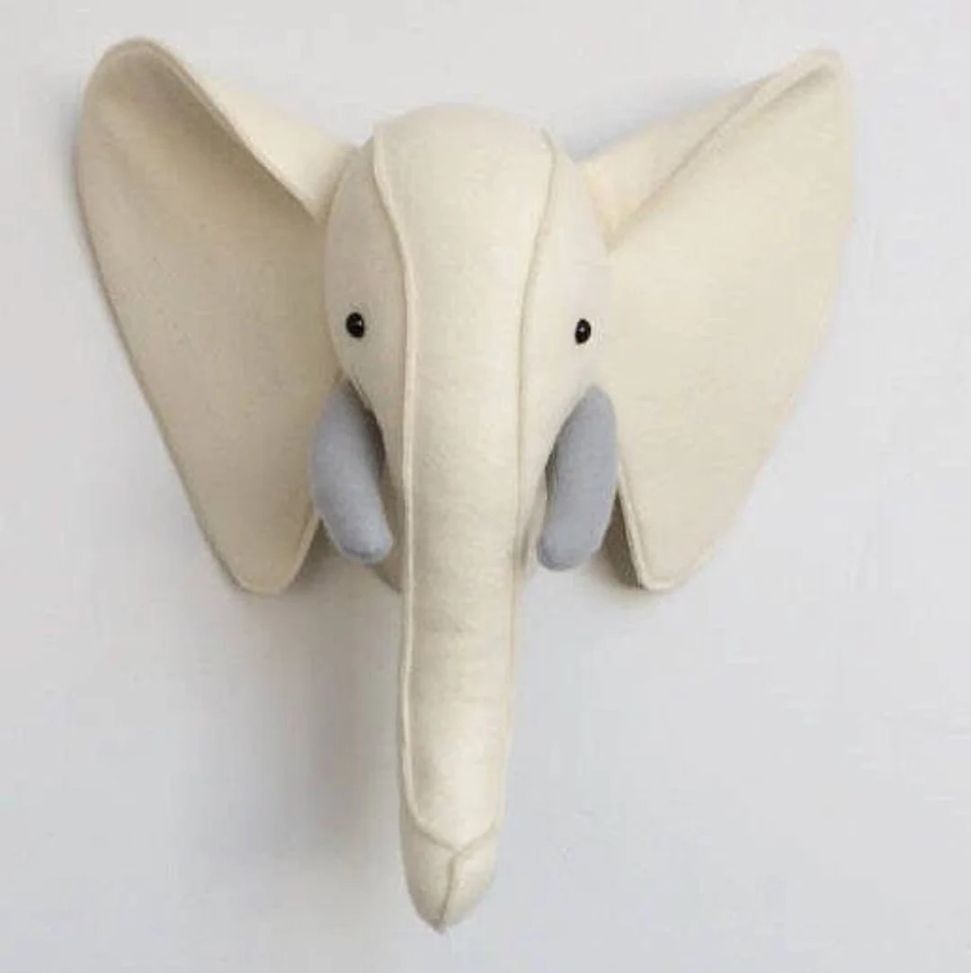 Elephant head taxidermy / elephant animal head / elephant wall decor / elephant baby room / safar... | Etsy (US)