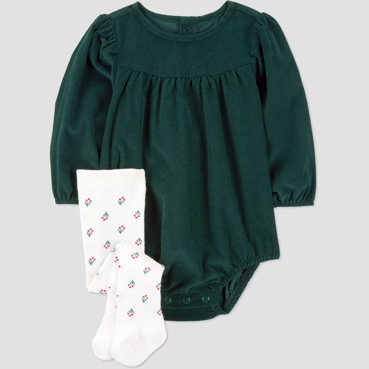 Carter's Just One You® Baby Girls' 2pc Holiday Bubble Romper with Tights - Green | Target