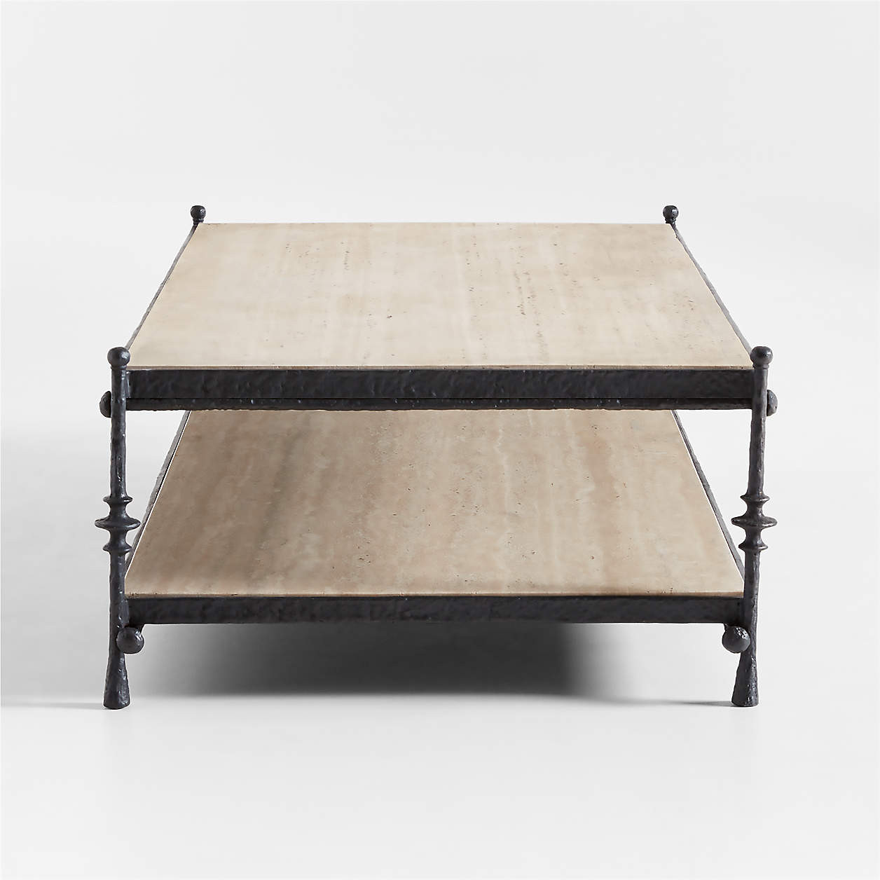 Estate Travertine and Metal 64" Rectangular Coffee Table with Shelf by Jake Arnold + Reviews | Cr... | Crate & Barrel