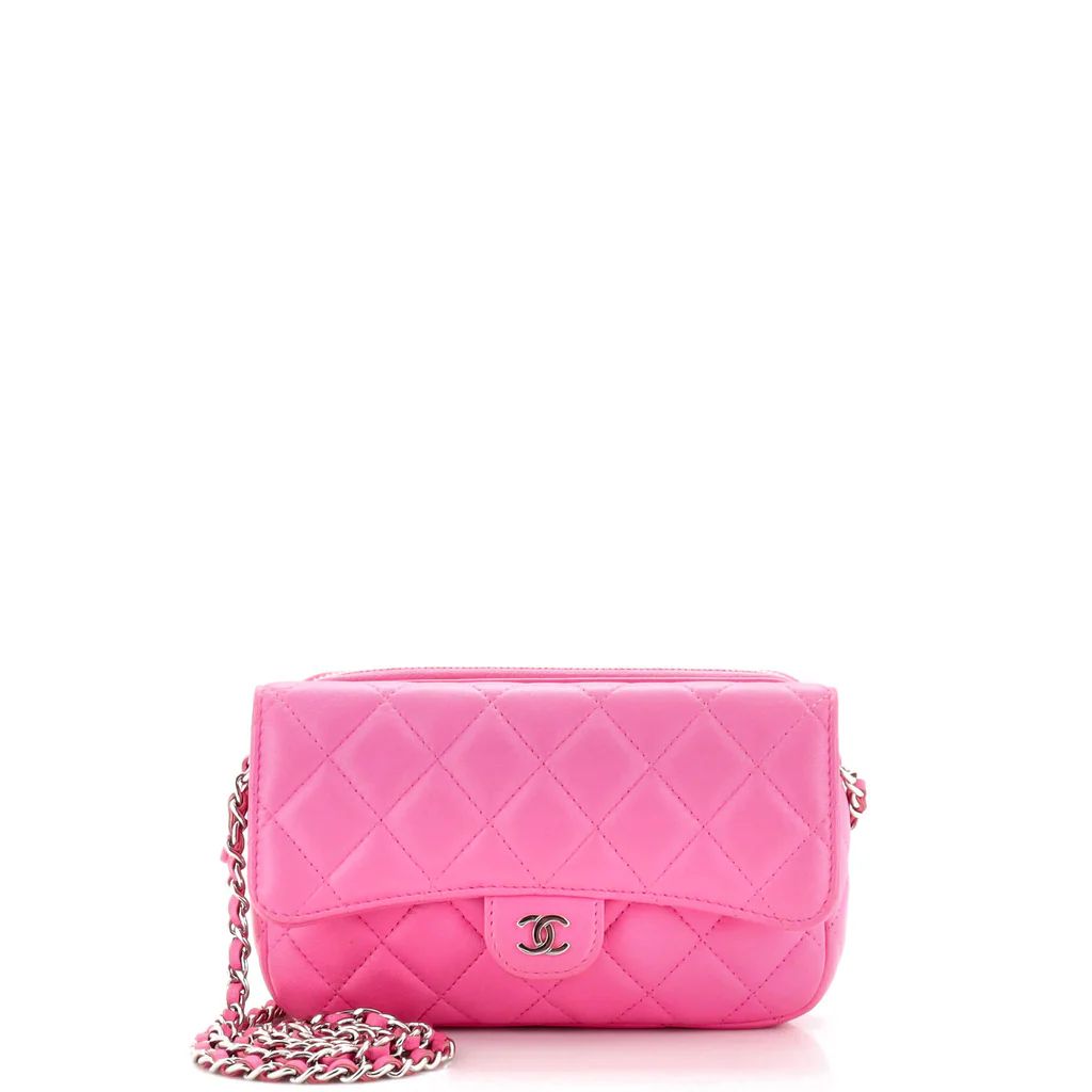 Chanel Classic Flap Phone Holder with Chain Quilted Lambskin Pink 26966729 | Rebag