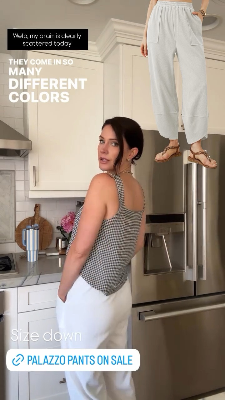 Size down in the palazzo pants. So many colors and would be great for lounging at home or a travel day. It is almost a waffle knit texture. 

This top is part of a set (I have both the shorts AND PANTS that go with it. I would say go true to size. If between size down on the gingham pants or shorts  

#LTKFindsUnder50 #LTKautumn #LTKSaleAlert