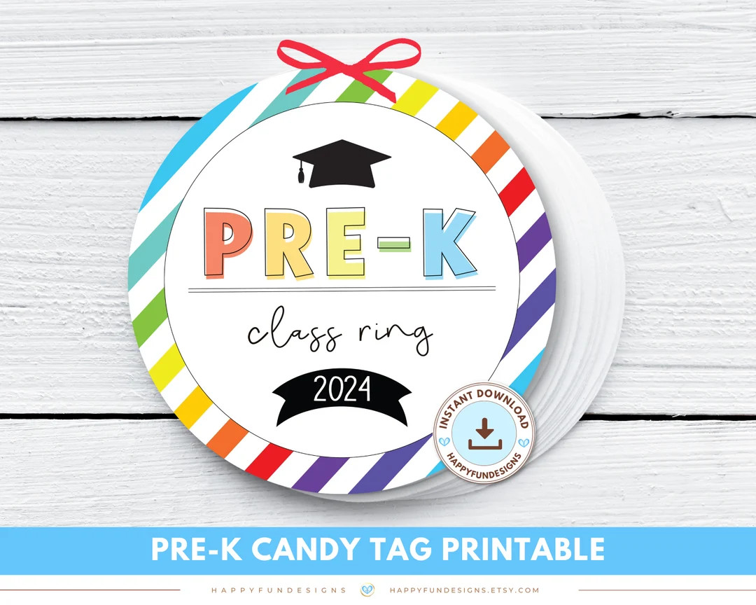 Prek Preschool Class Ring Candy Tag Printable, Prek Candy Ring Class Favor Tag, End of School 202... | Etsy (US)