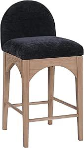 Meridian Furniture 390Black-C Waldorf Collection Art Deco Stool with Soft Black Chenille Fabric, ... | Amazon (US)