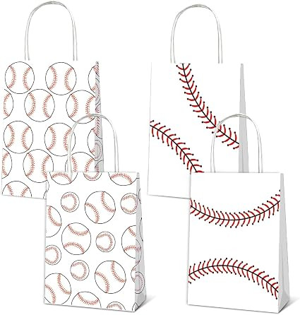 JNYLYFC Baseball Gift Bags with Handles, 12 Pack Premium Kraft Paper Party Favors Bag- Reusable T... | Amazon (US)