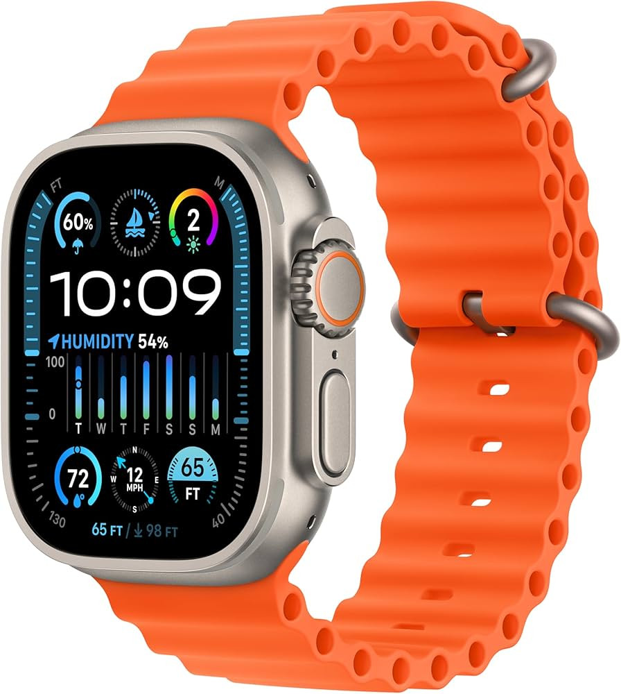 Apple Watch Ultra 2 [GPS + Cellular 49mm] Smartwatch with Rugged Titanium Case & Orange Ocean Ban... | Amazon (US)
