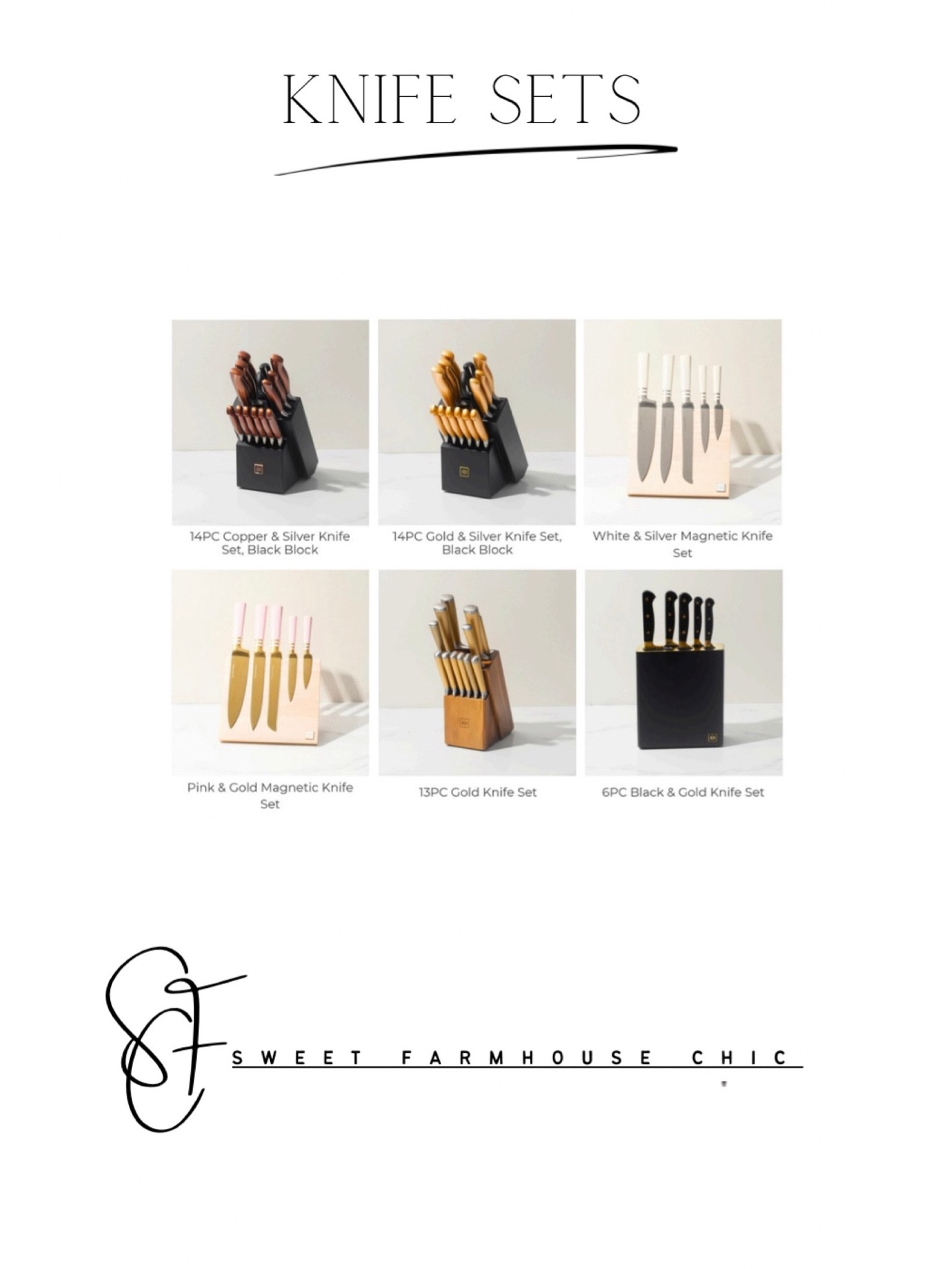 Styled Settings Knife Sets

Copper & silver, Gold & silver, White & silver magnetic, Pink & gold magnetic, 13pc gold knife set, 6pc black & gold knife set

#LTKxPrimeDay #LTKSaleAlert #LTKGiftGuide