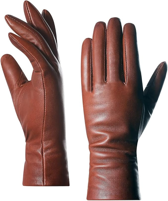 Harssidanzar Women's Nappa Lambskin Genuine Soft Leather Lined Cashmere Gloves GL006 | Amazon (US)